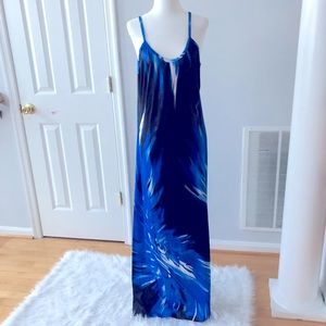 Black and blue long maxi summer dress size XL